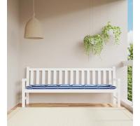 vidaXL Cuscino Panca Giardino Righe Bianche e Blu 200x50x7 cm Tessuto