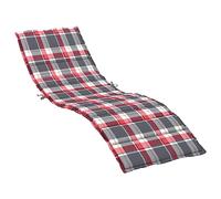 vidaXL Cuscino per Lettino a Quadri Rossi 200x60x3 cm Tessuto Oxford