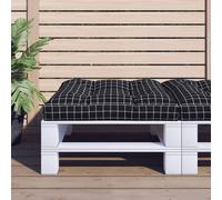 vidaXL Cuscino per pallet Motivo a quadri Nero 80x80x12 cm in tessuto