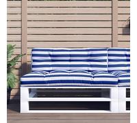 vidaXL Cuscino per Pallet Strisce Bianche e Blu 120x40x12cm Tessuto