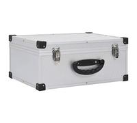 vidaXL Custodia CD per 60 CD Spaziosa con Rifiniture Bordi Rinforzati Resistente Robusta Richiudibile Contenitore Valigetta Box Alluminio ABS Argento