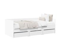 vidaXL Telaio del letto con storage Bianco 80 x 200 cm, Struttura Letto Giornaliera Compatta, Mobile Multifunzionale, Arredo Salvaspazio, Soluzione Versatile con Ripostiglio