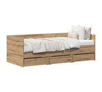 vidaXL Daybed Rovere artigianale 90 x 200 cm Legno ingegnerizzato | Tre cassetti integrati ti aiutano a tenere in ordine il tuo spazio, Fatto in legno ingegnerizzato per durare nel tempo,