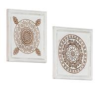 vidaXL Decorazione artistica 2 pcs Marrone e bianco 40 x 40 x 1,5 cm