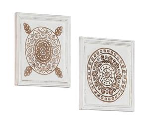 vidaXL Decorazione artistica 2 pcs Marrone e bianco 40 x 40 x 1,5 cm