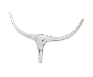 vidaXL Decorazione da Parete Testa Toro a Muro per Casa Argento Decoro Rustico