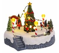 vidaXL Villaggio Natalizio in Miniatura con Luci LED Colorate. Include Figure e Albero. Perfetto per Decorare la Tua casa Durante Le Feste!