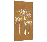vidaXL Decorazione Muro da Giardino 105x55 cm Palma in Acciaio Corten