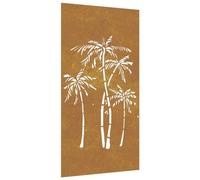 vidaXL Decorazione Muro da Giardino 105x55 cm Palma in Acciaio Corten