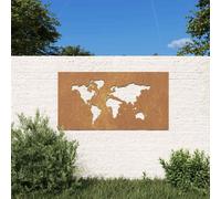 vidaXL Decorazione Muro Giardino 105x55 cm Mappa Mondo Acciaio Corten
