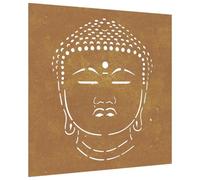 vidaXL Decorazione Muro Giardino 55x55 cm Testa Buddha Acciaio Corten