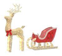 vidaXL Decorazione Natalizia Renna e Slitta 100 LED Bianco Caldo