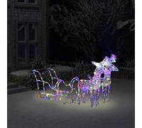 vidaXL Decorazione Natalizia Renne e Slitta 160 LED 130 cm in Acrilico