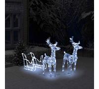 vidaXL Decorazione Natalizia Renne e Slitta 160 LED 130 cm in Acrilico