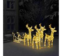 vidaXL Decorazione Natalizia Renne e Slitta 280x28x55 cm in Acrilico