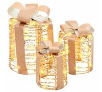 vidaXL Decorazione Scatola Regalo 3 pcs Bianco caldo PET