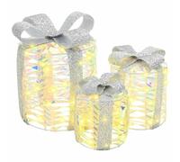 vidaXL Decorazione Scatola Regalo 3 pcs Bianco caldo PET, Accessori di Natale moderni, decorazioni LED, luci interne, ornamenti festivi, decorazioni stagionali