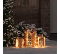 vidaXL Decorazione Scatola Regalo con 60 LED 3 pcs 20 x 20 x 20 cm PET