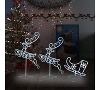 vidaXL Decorazione Slitta Renne in Acrilico 260x21x87cm Bianco Freddo