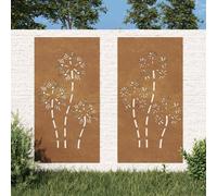 vidaXL Decorazioni Muro da Giardino 2pz 105x55 cm Fiore Acciaio Corten
