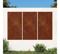 vidaXL Decorazioni Muro da Giardino 3 pz 105x55 cm Sole Acciaio Corten