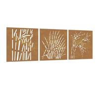 vidaXL Decorazioni Muro Giardino 3 pz 55x55 cm Erba in Acciaio Corten