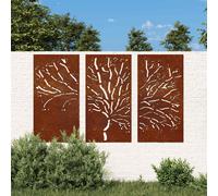 vidaXL Decorazioni Muro Giardino 3pz 105x55 cm Albero Acciaio Corten