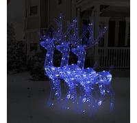 vidaXL Decorazioni Natalizie Renne in Acrilico 3 pz 120 cm Blu