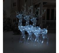 vidaXL Decorazioni Natalizie Renne in Acrilico 3pz 120cm Bianco Freddo