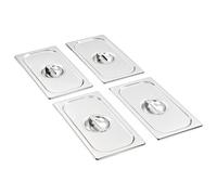vidaXL 4X Coperchi Contenitori Alimentari Impilabili Rettangolari Attossico Teglie GN 1/3 325x176 mm in Acciaio Inox Argento