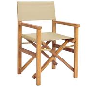 vidaXL Sedia da pranzo marrone e beige, 56 x 54 x 87 cm, sedia pieghevole ergonomica per giardino e terrazzo, seduta in teak resistente all'acqua, mobili da esterno compatto ed elegante