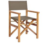 vidaXL Sedia da pranzo marrone e tortora 56 x 54 x 87 cm, sedia pieghevole ergonomica per giardino e terrazza, seduta in teak resistente all'acqua, mobili da esterno compatto ed elegante