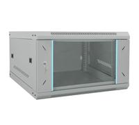 vidaXL Dispositivo di rete grigio 530 x 600 x 300 mm in acciaio, con porta bloccabile in vetro di sicurezza, montaggio a parete, ideale per ufficio o soggiorno. Spazio sicuro e superficie opaca.