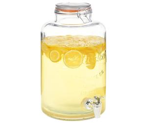 VidaXL Distributore d'Acqua XXL con Rubinetto Trasparente 8 L Vetro