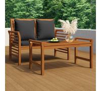 vidaXL Divanetto con Cuscini Grigio Scuro in Legno Massello di Acacia