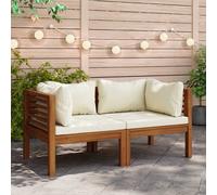 vidaXL Divani Angolari 2 pz con Cuscini Bianco Crema Massello Acacia