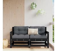 vidaXL Divani Angolari da Giardino 2 pz Neri in Legno Massello di Pino