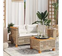 vidaXL Divani Angolari da Giardino con Cuscini 2 Beige Polyrattan