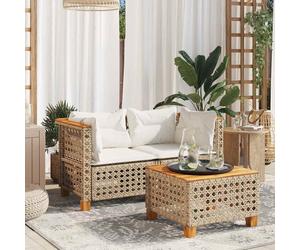 vidaXL Divani Angolari da Giardino con Cuscini 2 Beige Polyrattan
