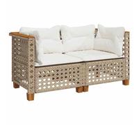 vidaXL Divani Angolari da Giardino con Cuscini 2 Beige Polyrattan, Divano da Giardino con Cuscini, Seduta da Giardino, Divano da Patio