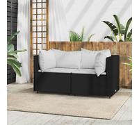 vidaXL Divani Angolari da Giardino con Cuscini 2pz in Polyrattan Nero