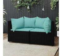 vidaXL Divani Angolari da Giardino con Cuscini 2pz in Polyrattan Nero