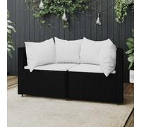 vidaXL Divani Angolari da Giardino con Cuscini 2pz in Polyrattan Nero