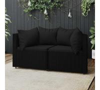 vidaXL Divani Angolari da Giardino con Cuscini 2pz in Polyrattan Nero