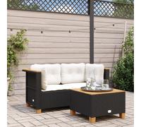 vidaXL Divani Angolari da Giardino con Cuscini 2pz in Polyrattan Nero
