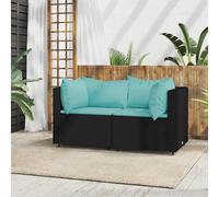 vidaXL Divani Angolari da Giardino con Cuscini 2pz in Polyrattan Nero