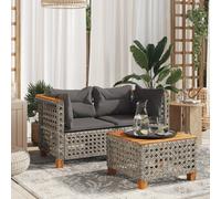 vidaXL Divani Angolari da Giardino con Cuscini 2pz Polyrattan Grigio