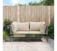 vidaXL Divani Angolari da Giardino con Cuscini 2pz Polyrattan Grigio