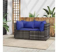 vidaXL Divani Angolari da Giardino con Cuscini 2pz Polyrattan Grigio