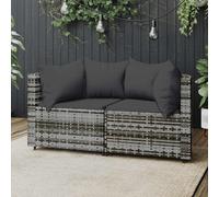 vidaXL Divani Angolari da Giardino con Cuscini 2pz Polyrattan Grigio